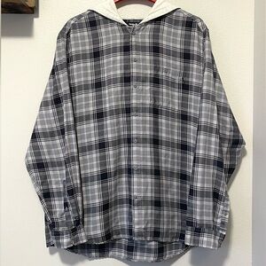 Hurley Hybrid Hooded Flannel - Brushed Cotton & Easy Fit - Size XXL